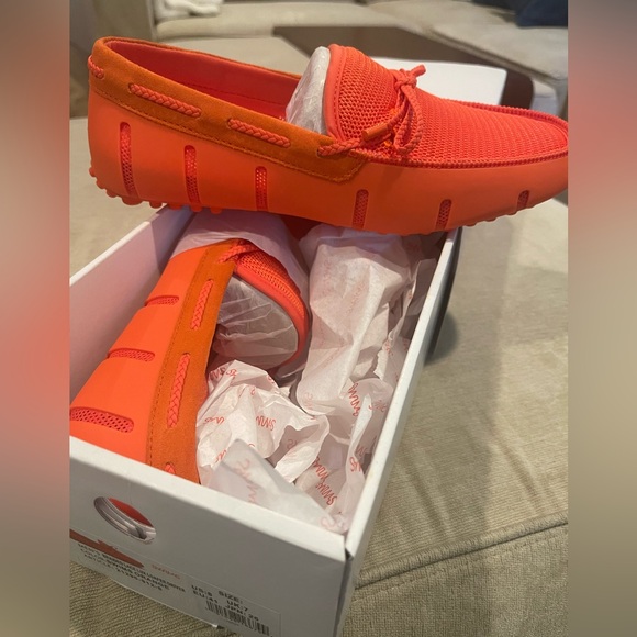 Swims Braided Lace Driving Loafer Orange Size 8 - Picture 5 of 6